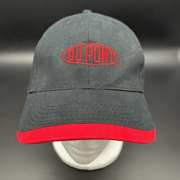 Du Pont Hat Baseball Cap Black Red Hook & Loop Closure Adjustable Embroidered - Picture 1 of 8